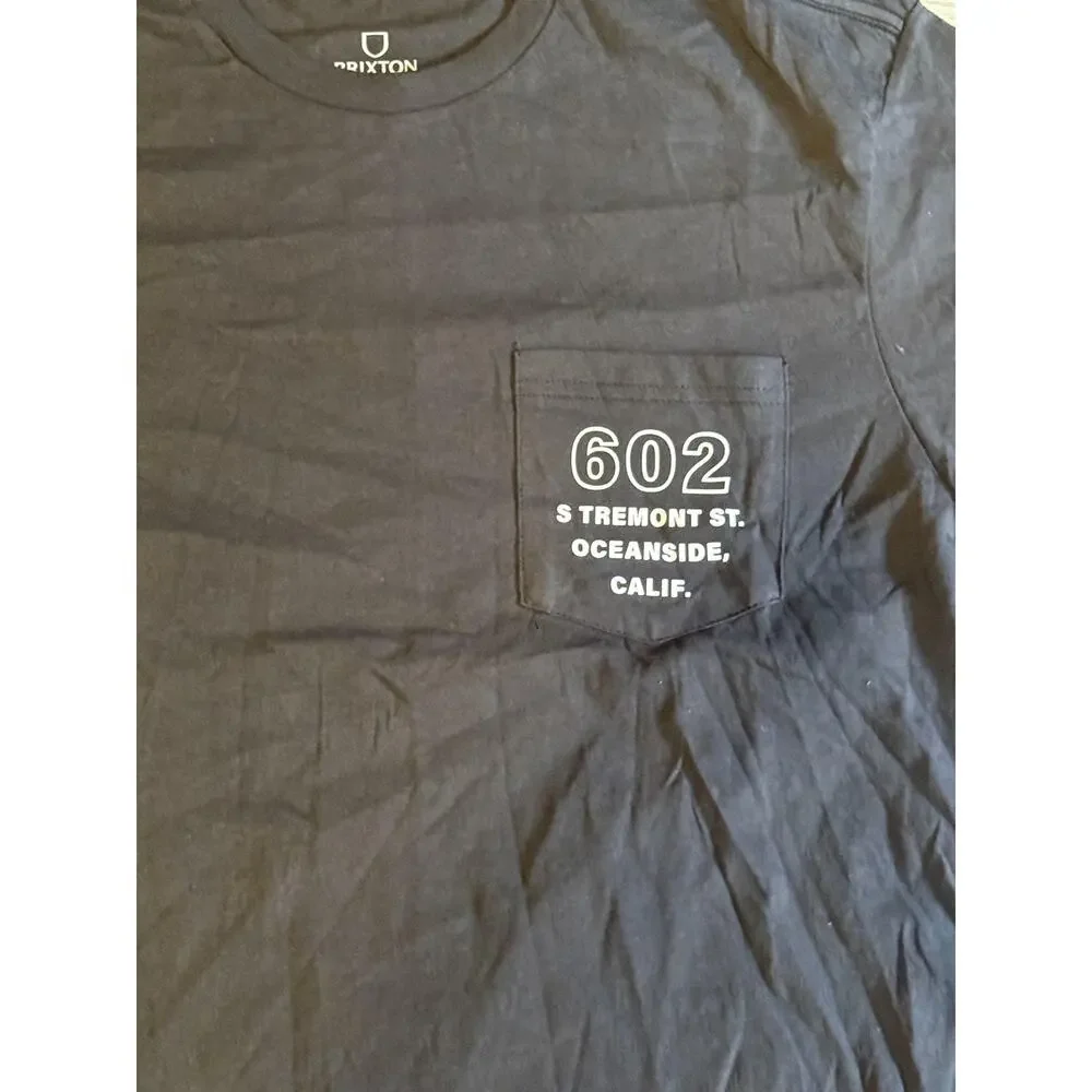 Brixton Shirt Mens Medium Black 602 Tremont St Oceanside California Pocket Tee - Picture 3 of 10